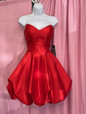 Jovani 08205 Bubble Skirt Dress in Red